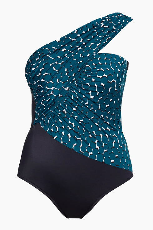 MagicSuit Shadow Dot Colorblock Goddess One Piece Swimsuit